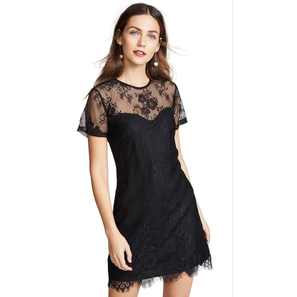 MINKPINK Secret‎ Romance Dress Black Floral Lace Sheer Yoke Mini Dress Small